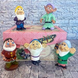 Disney Vintage Characters Snow White Dwarfs Set of 5 Rubber Dolls
